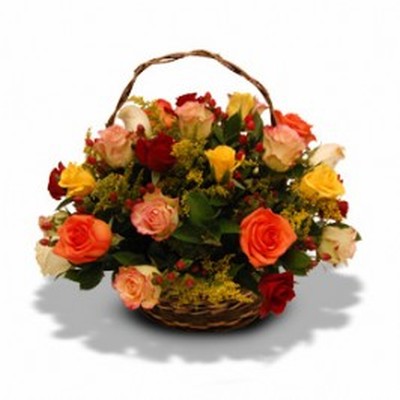 Basket of Mixed Roses