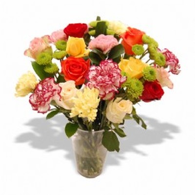 Carnations & Roses in a Vase