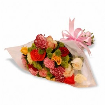 Carnations & Roses in Cellophane