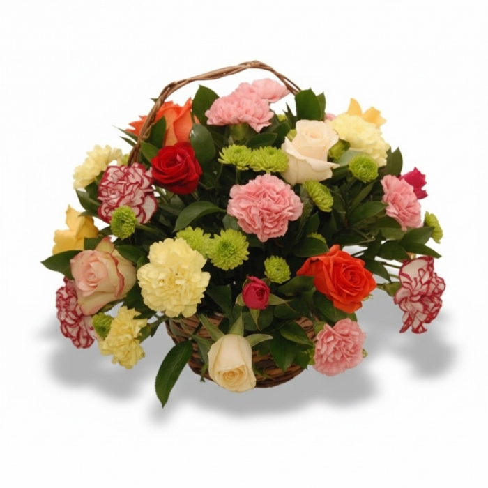 Basket of Carnations & Roses
