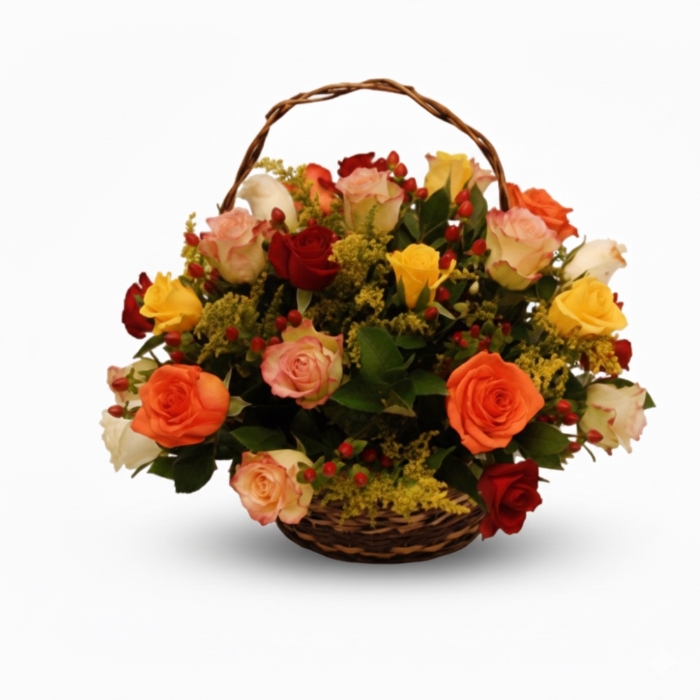 Basket of Mixed Roses