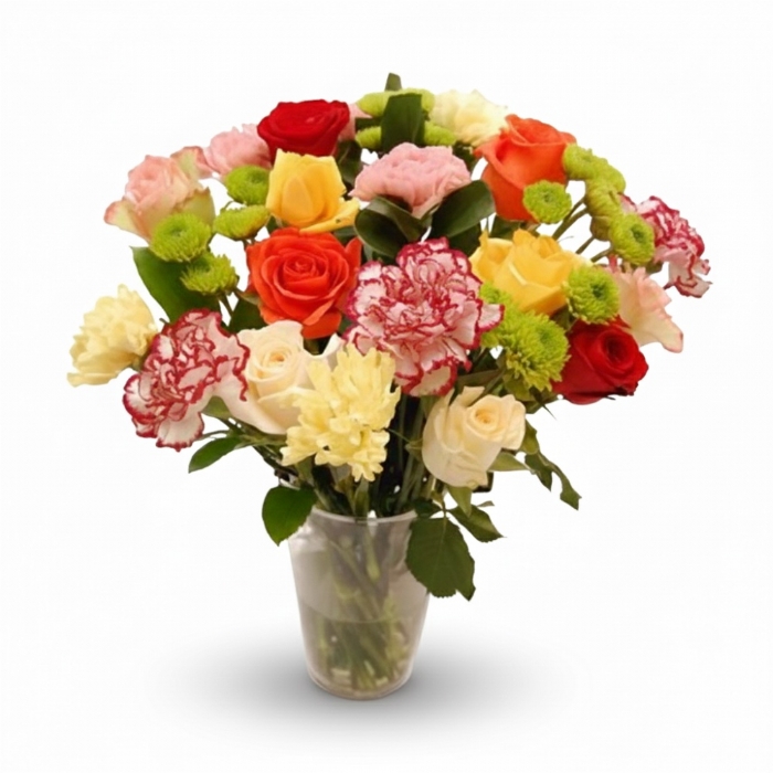 Carnations & Roses in a Vase