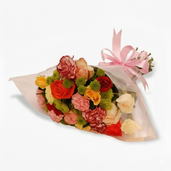 Carnations & Roses in Cellophane