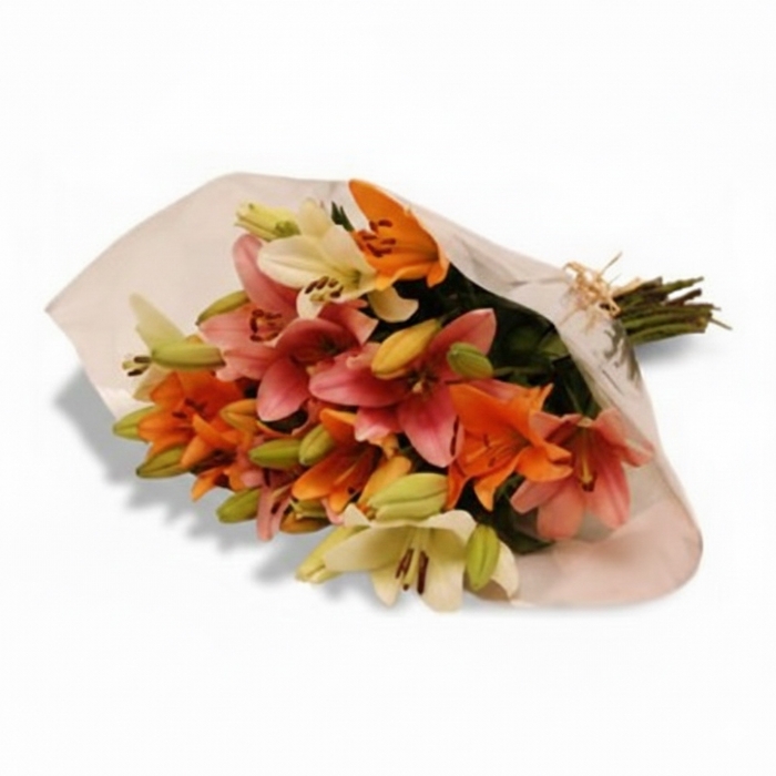 Mixed Lilies in Cellophane